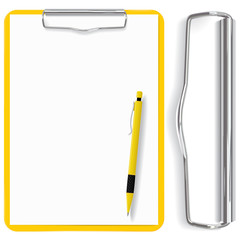 vector high detailed clipboard, paper sheet and pen(CMYK)