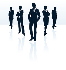 Silhouettes of vector business man and woman.