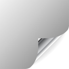Vector gray page with curled corner and shadow.