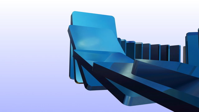 Animation of blue domino bricks falling down