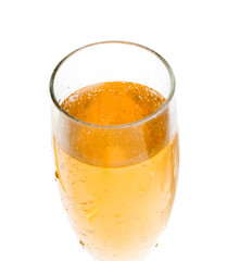 Closeup of the bubbles in a glass of champagne
