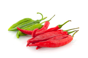 Red and green chili peppers