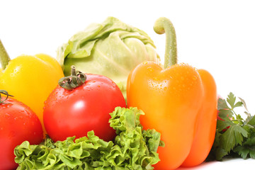 Different fresh vegetables on white background