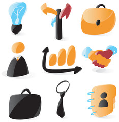 Set of smooth and glossy business icons. Vector illustration.