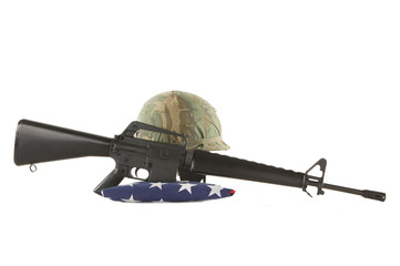 Vietnam Helmet and M16