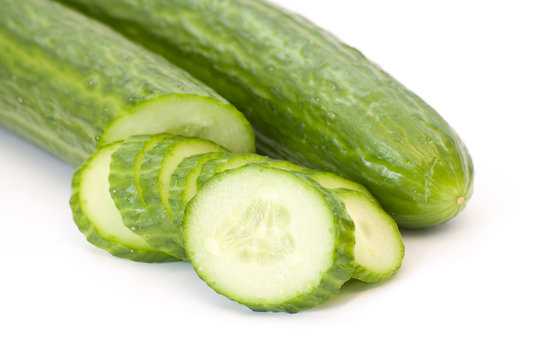 Slices of fresh green cucumber