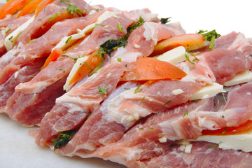 Larded raw pork