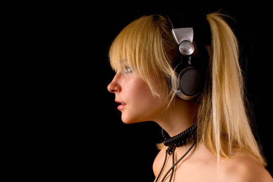 Young girl with headphones