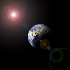 Obraz na płótnie Canvas Planeta Ziemia i Słońce