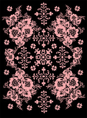 pink symmetric pattern with flowers