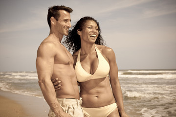 Happy couple at the beach