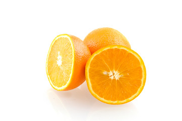 Fresh and tasty orange on white background