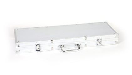 closed metal case on white