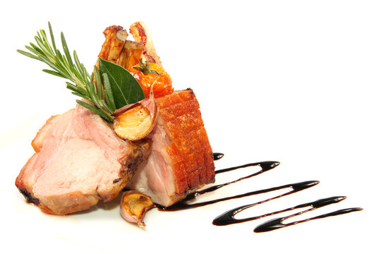 knuspriges spanferkel mit knoblauch
