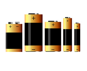 Set of batteries in standard sizes