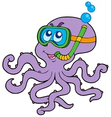 Fotobehang Octopus snorkel diver © Klara Viskova