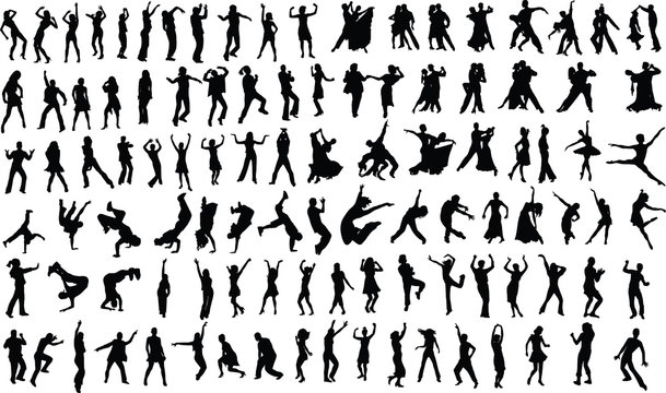 silhouettes of dancing people