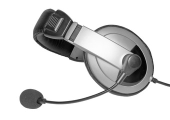 Big headset with a microphone. Isolated