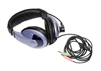 Big headset with a  microphone. Isolated