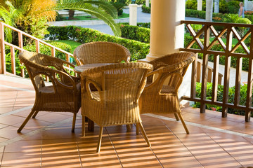 Table and four chairs on patio