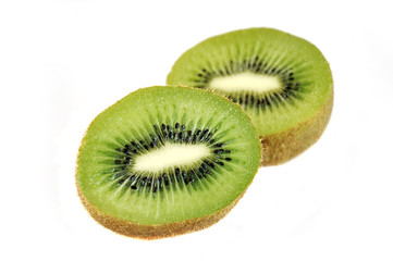 Fototapeta premium Slices of kiwi isolated over white.