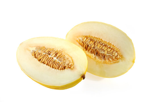 Cut melon isolated over white with clipping path.