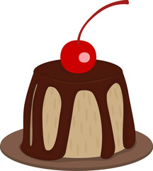 Ice-cream with chocolate and cherry