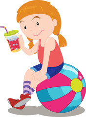 Girl sitting on a ball