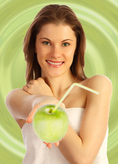 Smiling girl with an apple