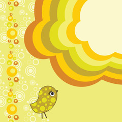 Retro flower background with bird