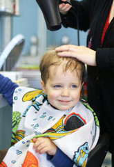 Toddler getting a haircut