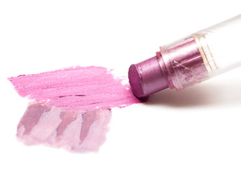 pink lipstick on white background