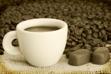 coffee beans and cap of coffee