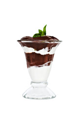 Chocolate pudding isolated on white with clipping path.