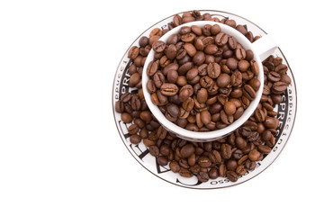 Cup and coffee beans