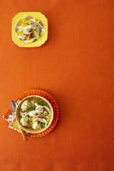 chicken and dumplings and fennel salad