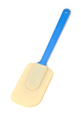 Plastic spatula isolated on a white studio background.