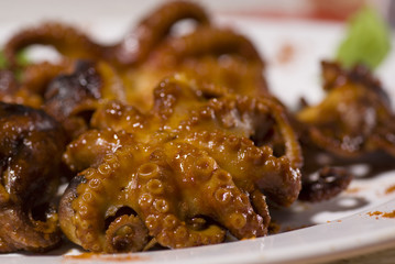 Grilled octopus dish