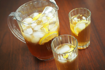 Pitcher and glass of ice tea