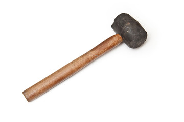 Rubber mallet isolated on a white studio background.