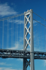 Bay Bridge detail with dark blue sky