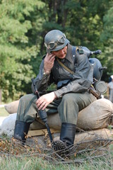 Fototapeta premium Soldier. WW2 reenacting.Kiev,Ukraine