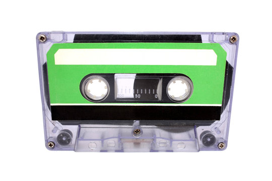 Compact Cassette isolated on white. Front view