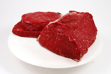 raw meat on white dish