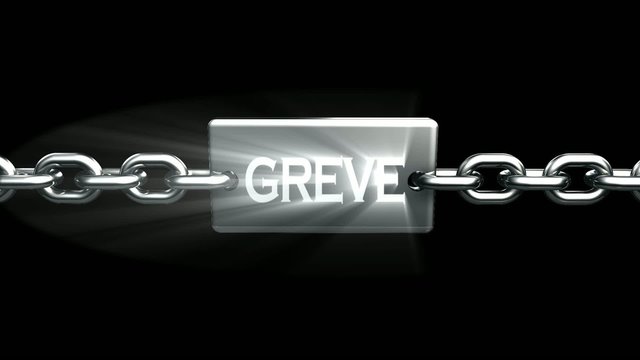 Animation chaine chrome en gr&egrave;ve fond noir
