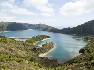 the lake of fire in azores island of sao miguel