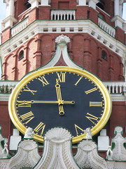 Famous Kremlin clock on the Spasskaya Tower