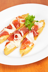 Slices of spanish ham