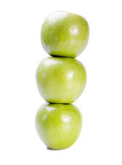 green sweet apples on white background