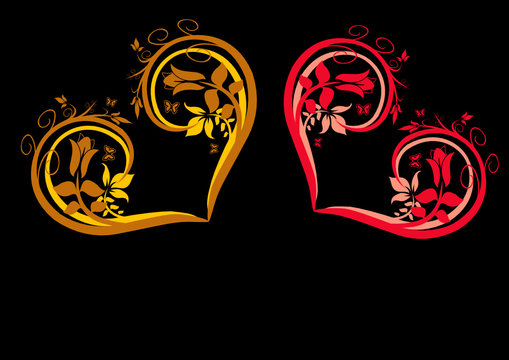 Herz mit Blumen und Ornament als Design